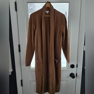 J.Jill Long Mustard Brown Cardigan Women's XL Cotton Wool Blend